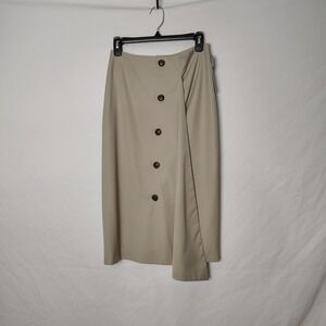 Antonio Melani Womens Gracie Skirt Light Cargo Green Button‎ Front Midi
